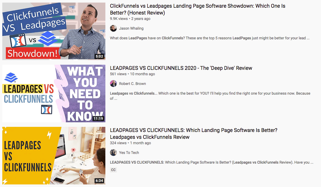 leadpages vs clickfunnels youtube search